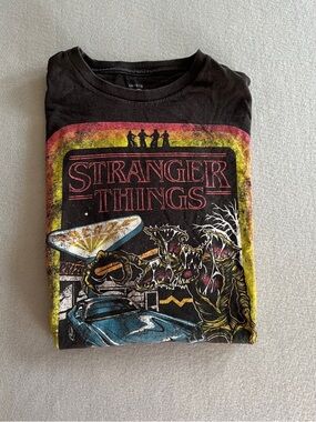 Netflix Stranger Things Black Tee with Multicolor Graphic